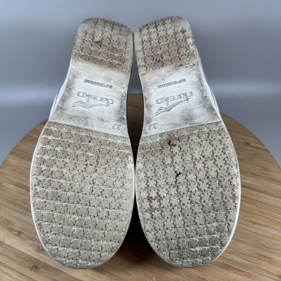 S Dansko Vegan Volley Clogs Womens 37 6.5-7 Tan Canvas Slip On Shoes - Picture 6 of 8